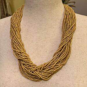 Elegant Caramel color Seed Beaded Necklace EUC